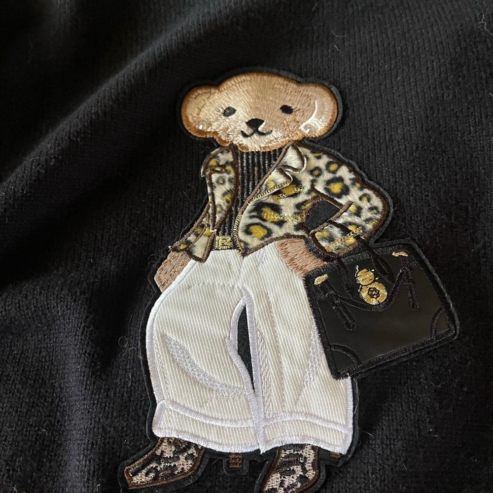 Polo Black Sweater with Bear patch. Adorable 🧸 wore once - Picture 4 of 5